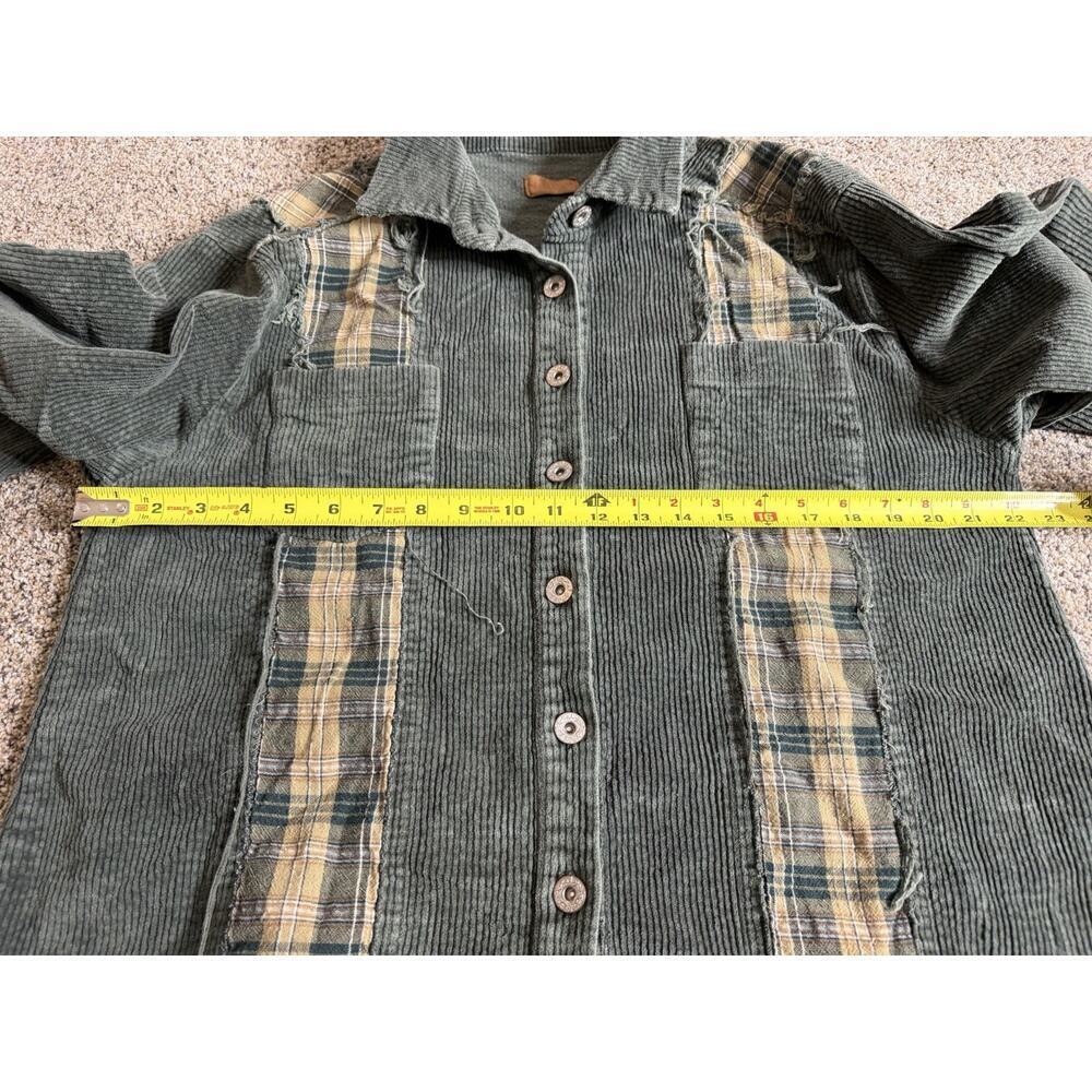 POL Corduroy Jacket Green Raw Hem Distressed Trucker Style Womens Size Medium - Picture 7 of 7